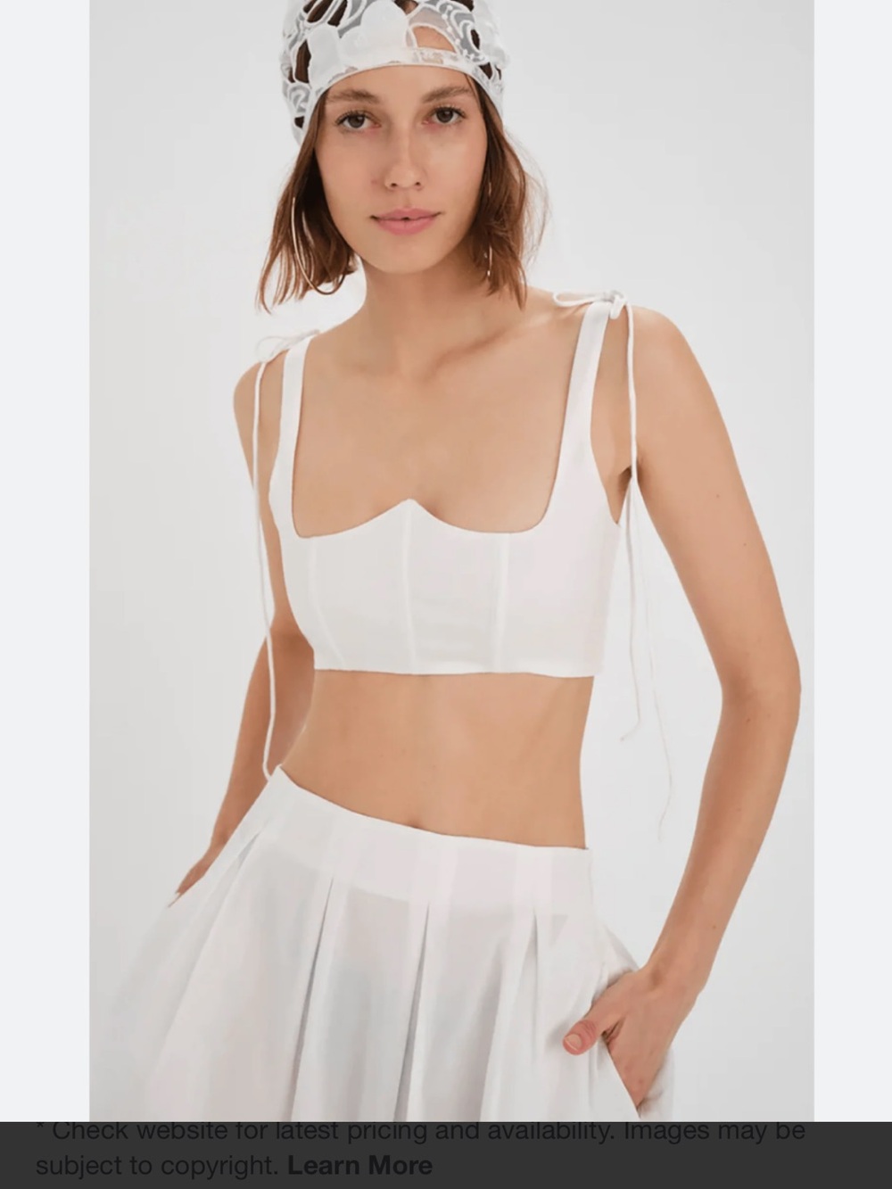 For Love and Lemons Layla White Tie-Shoulder Crop Bralette Top
